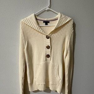 Tommy Hilfiger Women's Hooded with Front Pocket Cabled Sweater